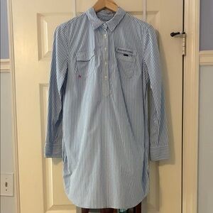 Vineyard Vines Light Blue and White Striped Button-Down Tunic Shirt